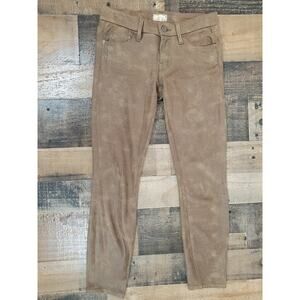 MOTHER Women's 25 The Looker Jeans Pant Faux Leather Crackle‎ Tan Brown 1001-176